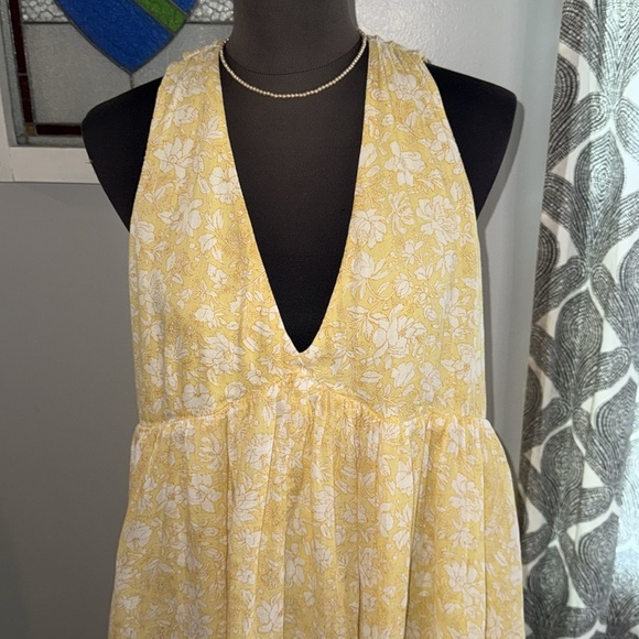 J Crew Yellow Floral V Neck Dress SZ XL - Picture 2 of 11